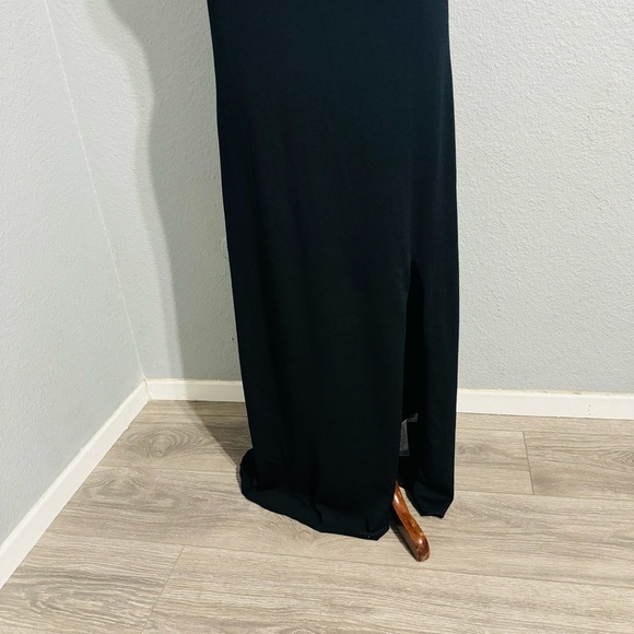 Zara Bloggers Fav Black Prom Elegant Open Back Fluid Neck Knit Maxi Dress Sz L - Picture 9 of 15
